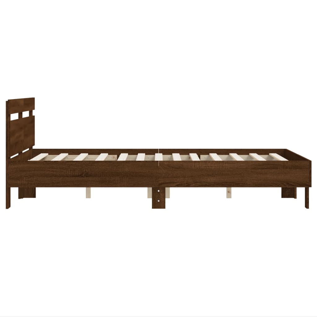 vidaXL Cadru de pat cu tăblie stejar maro 120x190 cm lemn prelucrat
