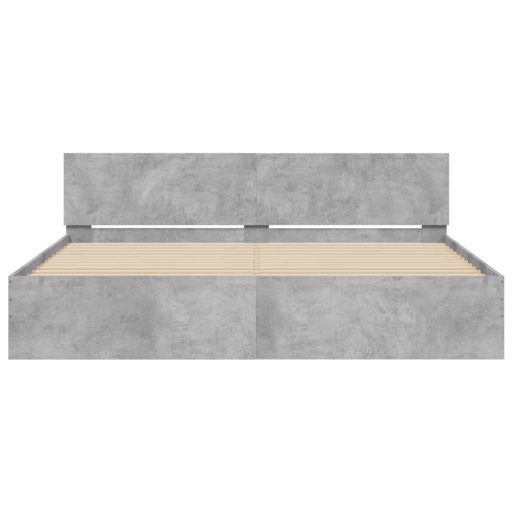vidaXL Cadru de pat cu tăblie, gri beton, 200x200 cm vidaXL Cadru de pat cu tăblie, gri beton, 200x200 cm