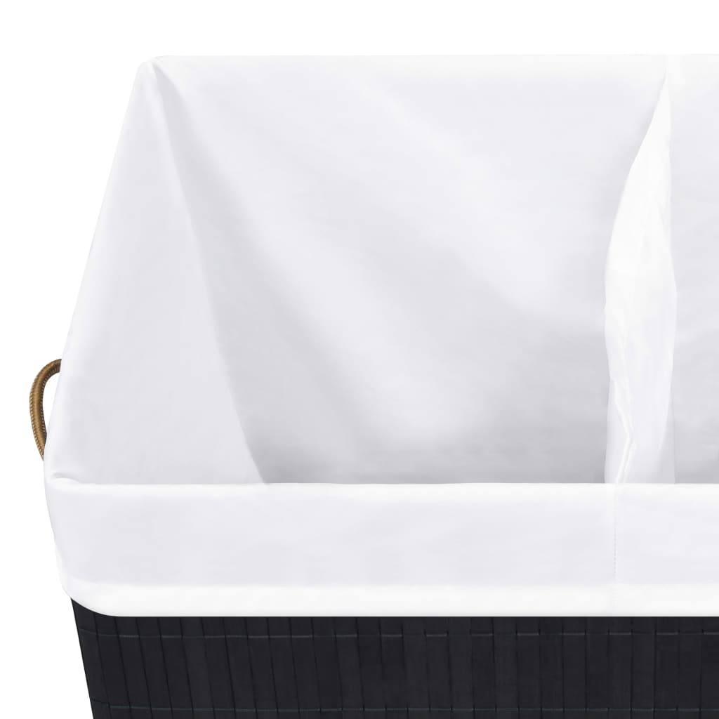 vidaXL Coș de rufe din bambus cu 2 secțiuni, negru, 100 L vidaXL Coș de rufe din bambus cu 2 secțiuni, negru, 100 L