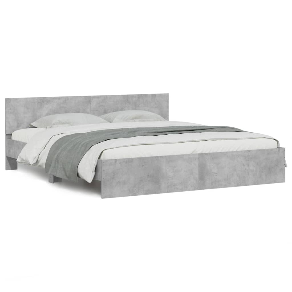 vidaXL Cadru de pat cu tăblie, gri beton, 180x200 cm vidaXL Cadru de pat cu tăblie, gri beton, 180x200 cm
