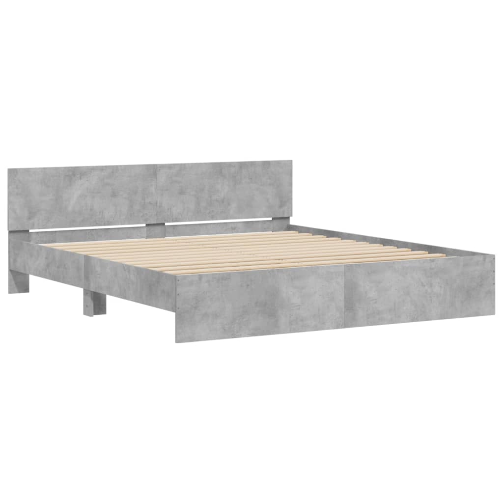 vidaXL Cadru de pat cu tăblie, gri beton, 180x200 cm vidaXL Cadru de pat cu tăblie, gri beton, 180x200 cm