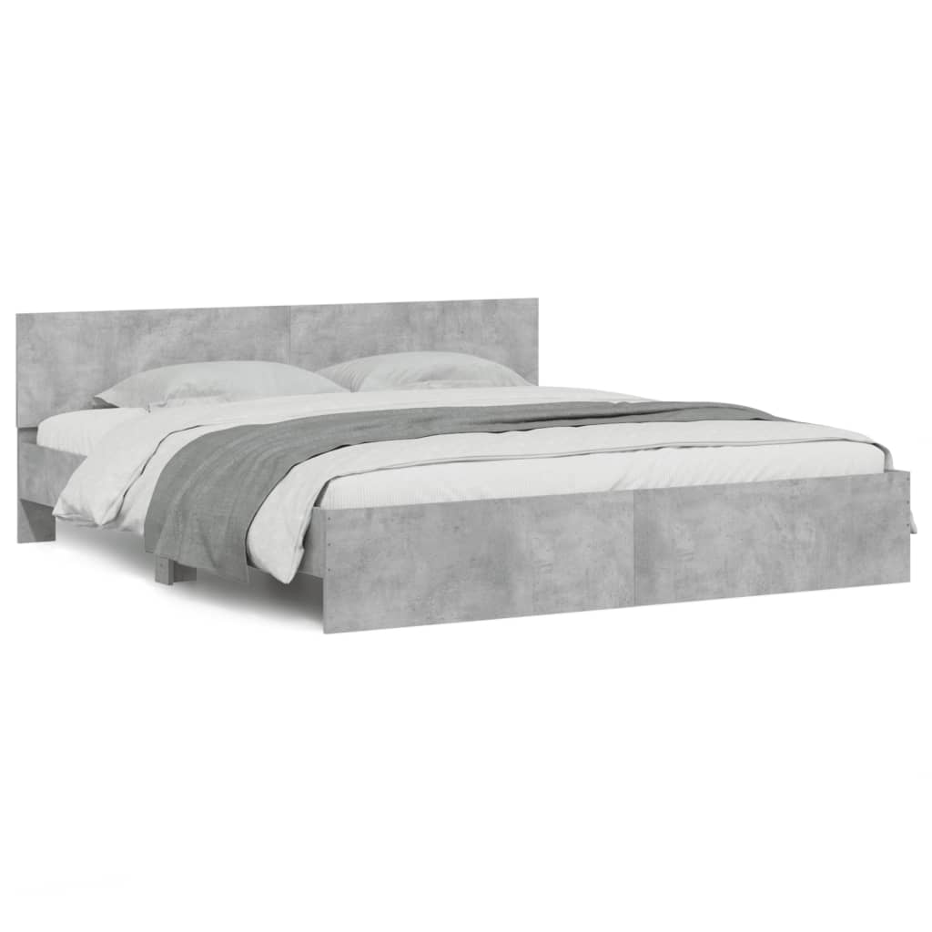 vidaXL Cadru de pat cu tăblie, gri beton, 160x200 cm vidaXL Cadru de pat cu tăblie, gri beton, 160x200 cm