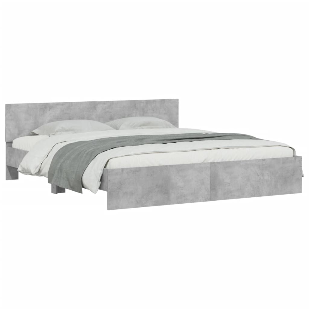 vidaXL Cadru de pat cu tăblie, gri beton, 160x200 cm vidaXL Cadru de pat cu tăblie, gri beton, 160x200 cm