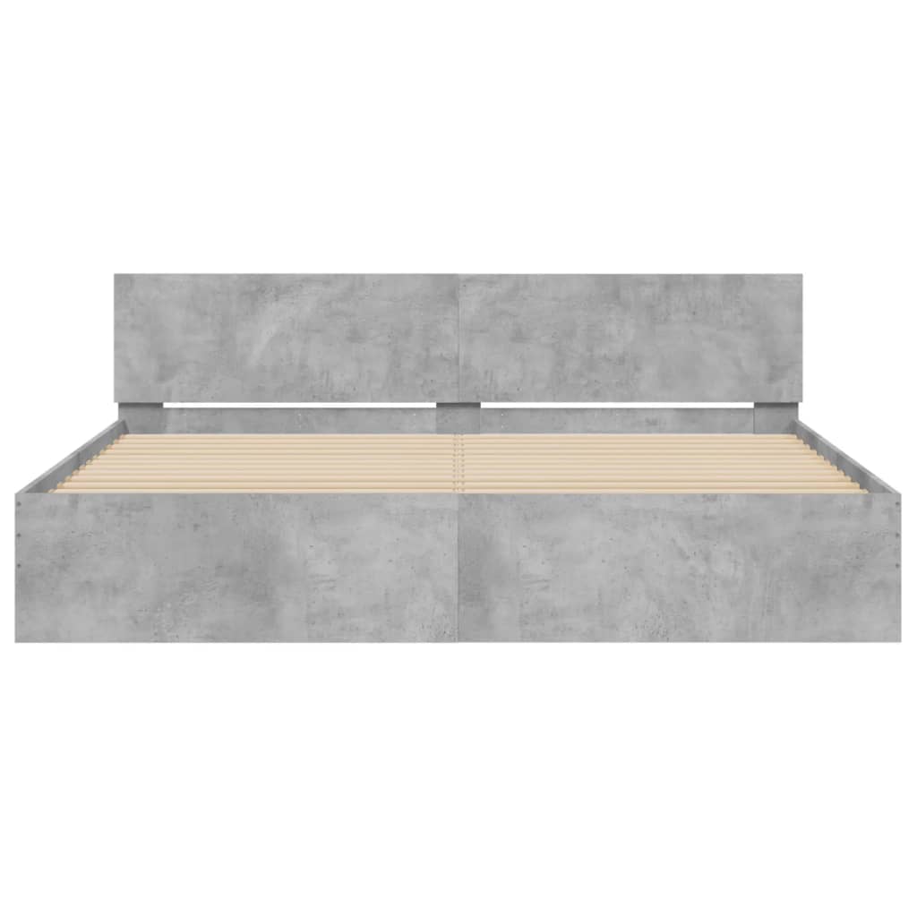 vidaXL Cadru de pat cu tăblie, gri beton, 160x200 cm vidaXL Cadru de pat cu tăblie, gri beton, 160x200 cm