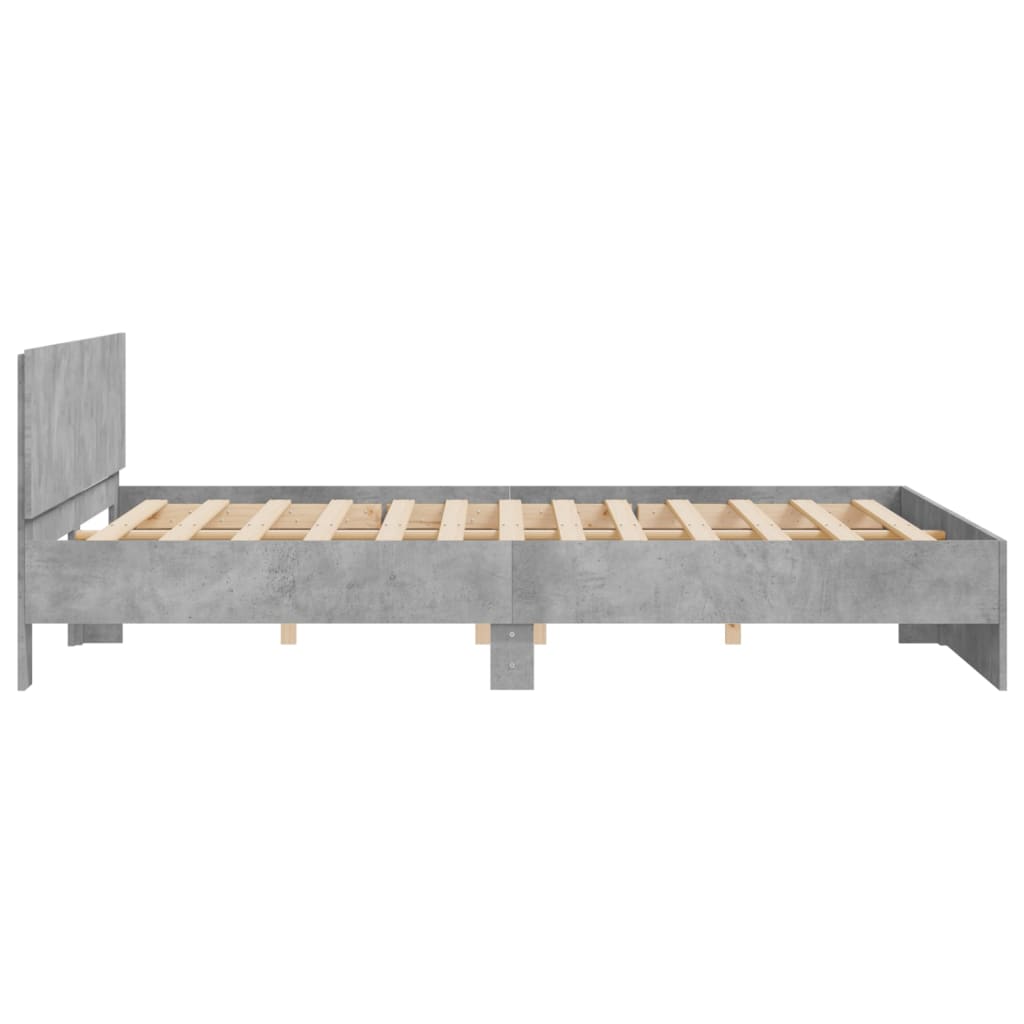 vidaXL Cadru de pat cu tăblie, gri beton, 160x200 cm vidaXL Cadru de pat cu tăblie, gri beton, 160x200 cm