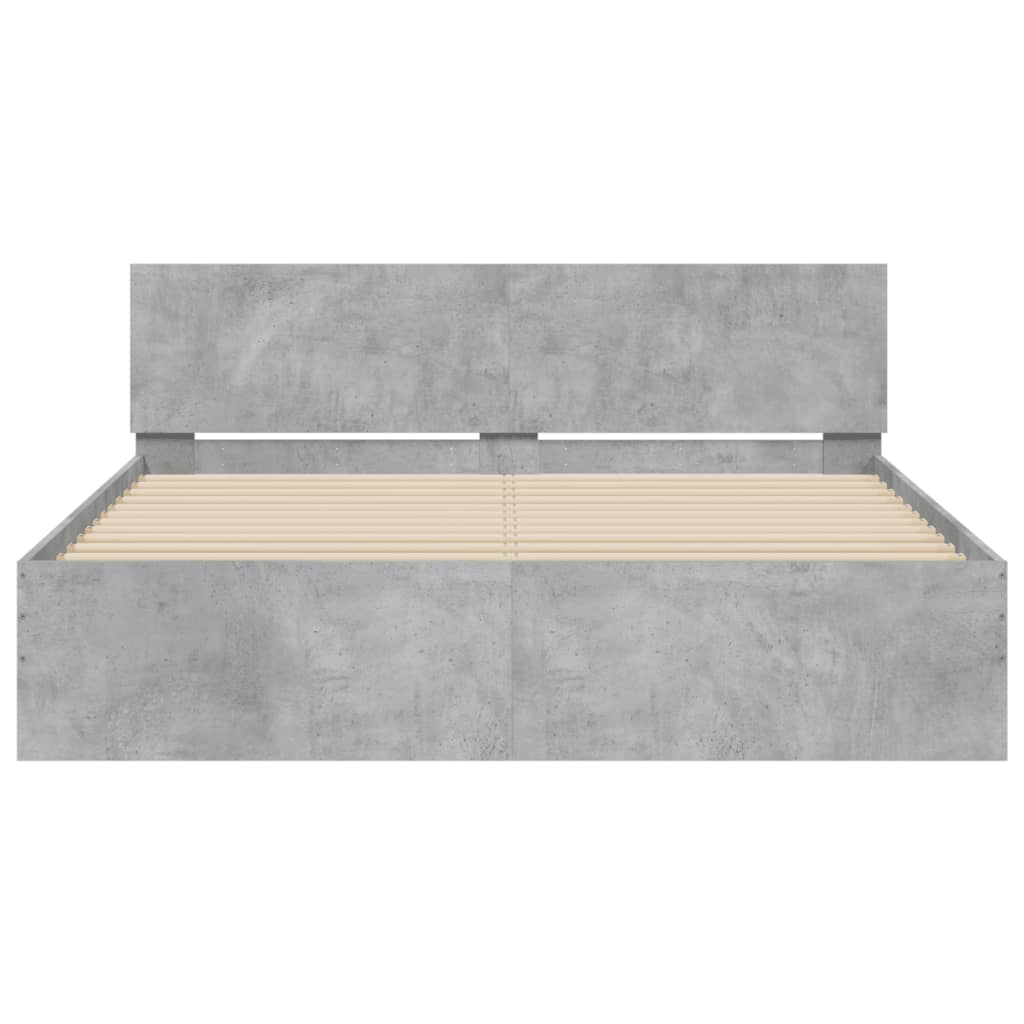 vidaXL Cadru de pat cu tăblie, gri beton, 150x200 cm vidaXL Cadru de pat cu tăblie, gri beton, 150x200 cm