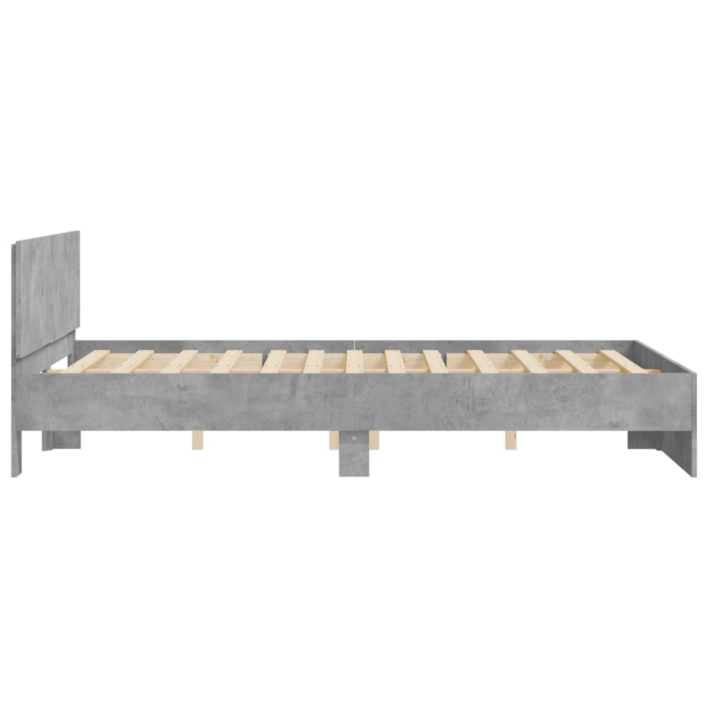 vidaXL Cadru de pat cu tăblie, gri beton, 150x200 cm vidaXL Cadru de pat cu tăblie, gri beton, 150x200 cm