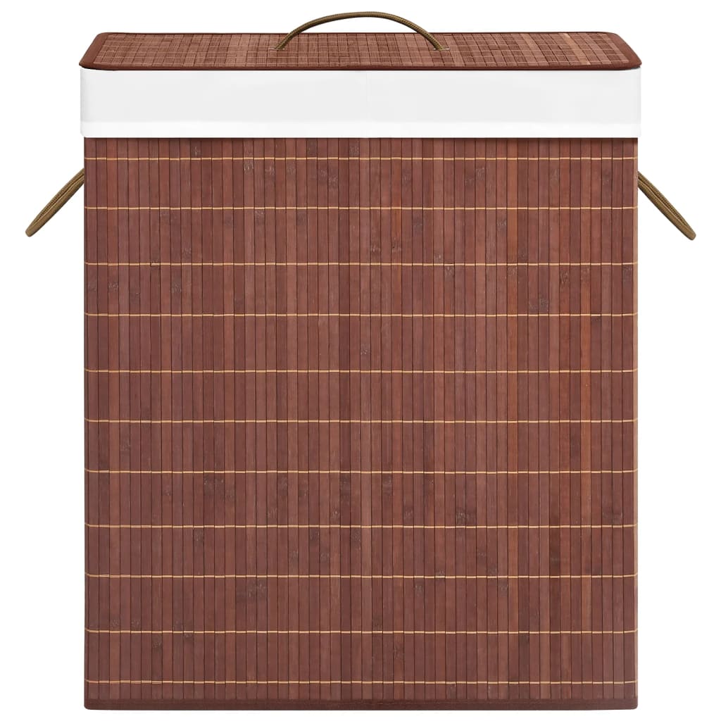 vidaXL Coș de rufe din bambus cu 2 secțiuni, maro, 100 L vidaXL Coș de rufe din bambus cu 2 secțiuni, maro, 100 L