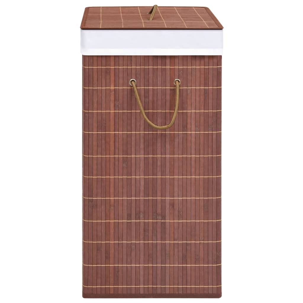 vidaXL Coș de rufe din bambus cu 2 secțiuni, maro, 100 L vidaXL Coș de rufe din bambus cu 2 secțiuni, maro, 100 L