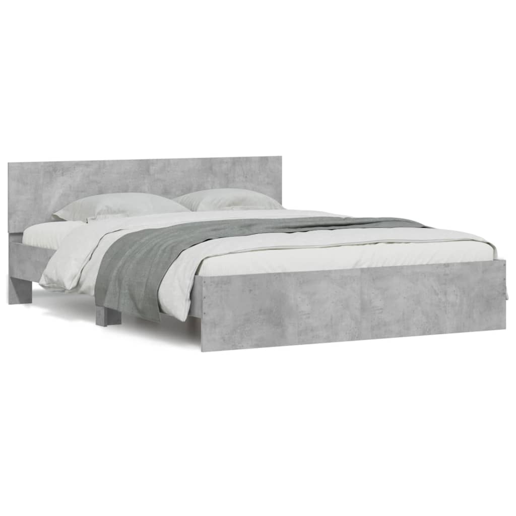 vidaXL Cadru de pat cu tăblie, gri beton, 140x200 cm vidaXL Cadru de pat cu tăblie, gri beton, 140x200 cm
