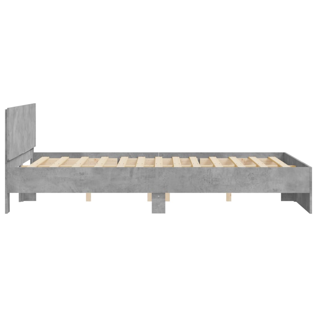 vidaXL Cadru de pat cu tăblie, gri beton, 140x200 cm vidaXL Cadru de pat cu tăblie, gri beton, 140x200 cm