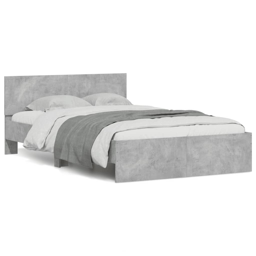 vidaXL Cadru de pat cu tăblie, gri beton, 120x200 cm vidaXL Cadru de pat cu tăblie, gri beton, 120x200 cm