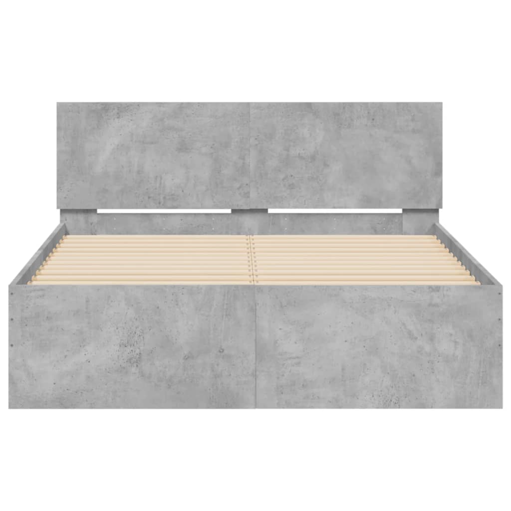 vidaXL Cadru de pat cu tăblie, gri beton, 120x200 cm vidaXL Cadru de pat cu tăblie, gri beton, 120x200 cm