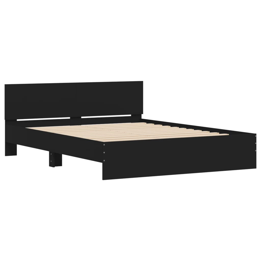 vidaXL Cadru de pat cu tăblie, negru, 140x190 cm vidaXL Cadru de pat cu tăblie, negru, 140x190 cm