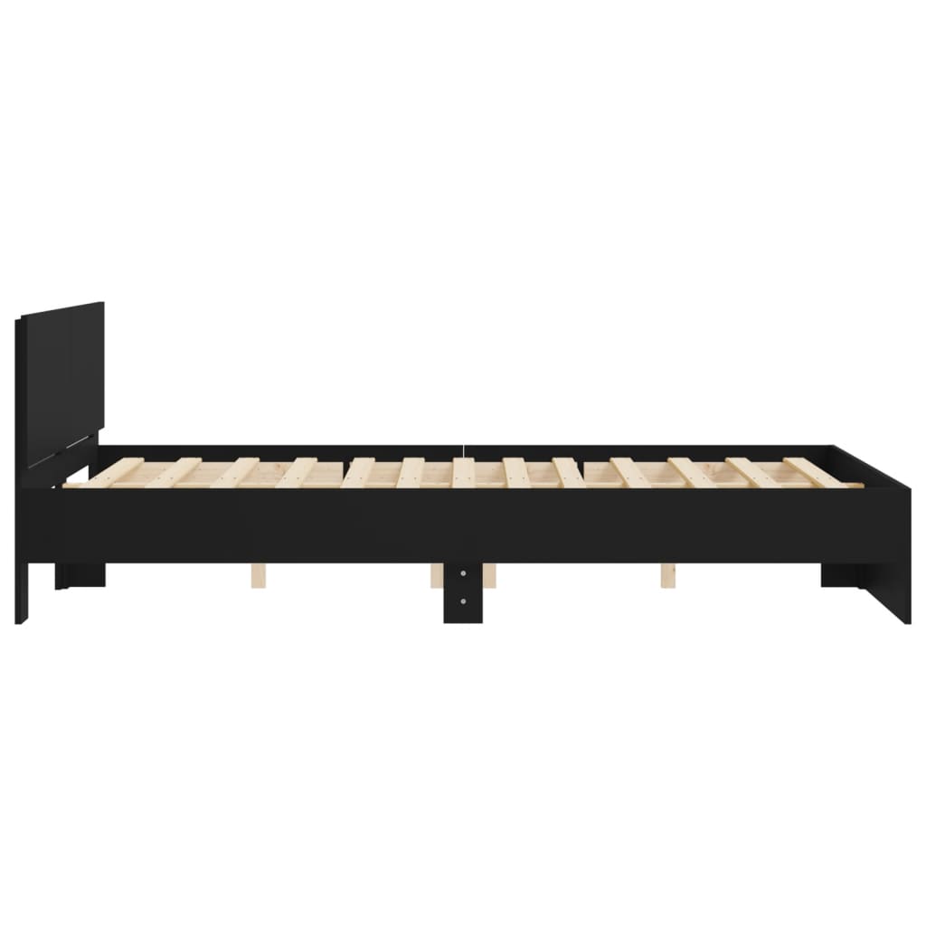 vidaXL Cadru de pat cu tăblie, negru, 140x190 cm vidaXL Cadru de pat cu tăblie, negru, 140x190 cm