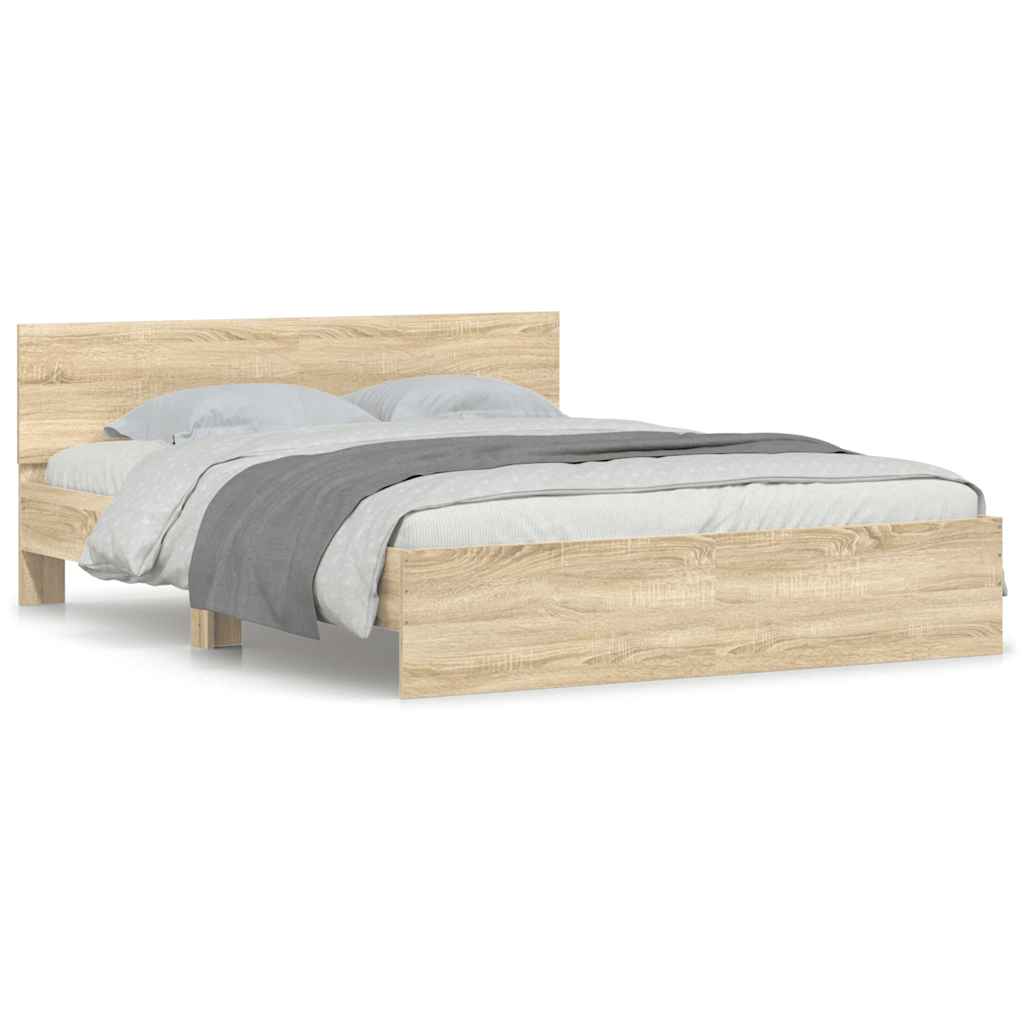 vidaXL Cadru de pat cu tăblie, stejar sonoma, 140x190 cm vidaXL Cadru de pat cu tăblie, stejar sonoma, 140x190 cm