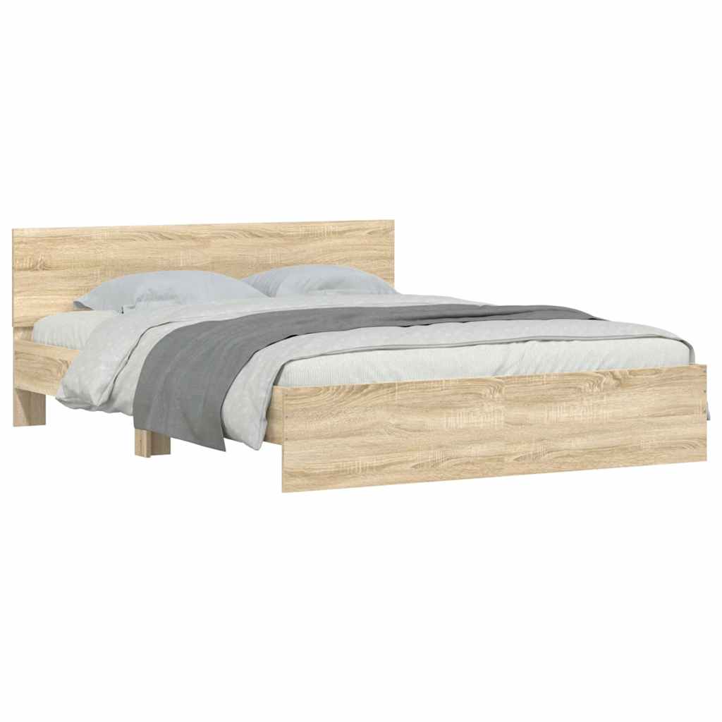 vidaXL Cadru de pat cu tăblie, stejar sonoma, 140x190 cm vidaXL Cadru de pat cu tăblie, stejar sonoma, 140x190 cm