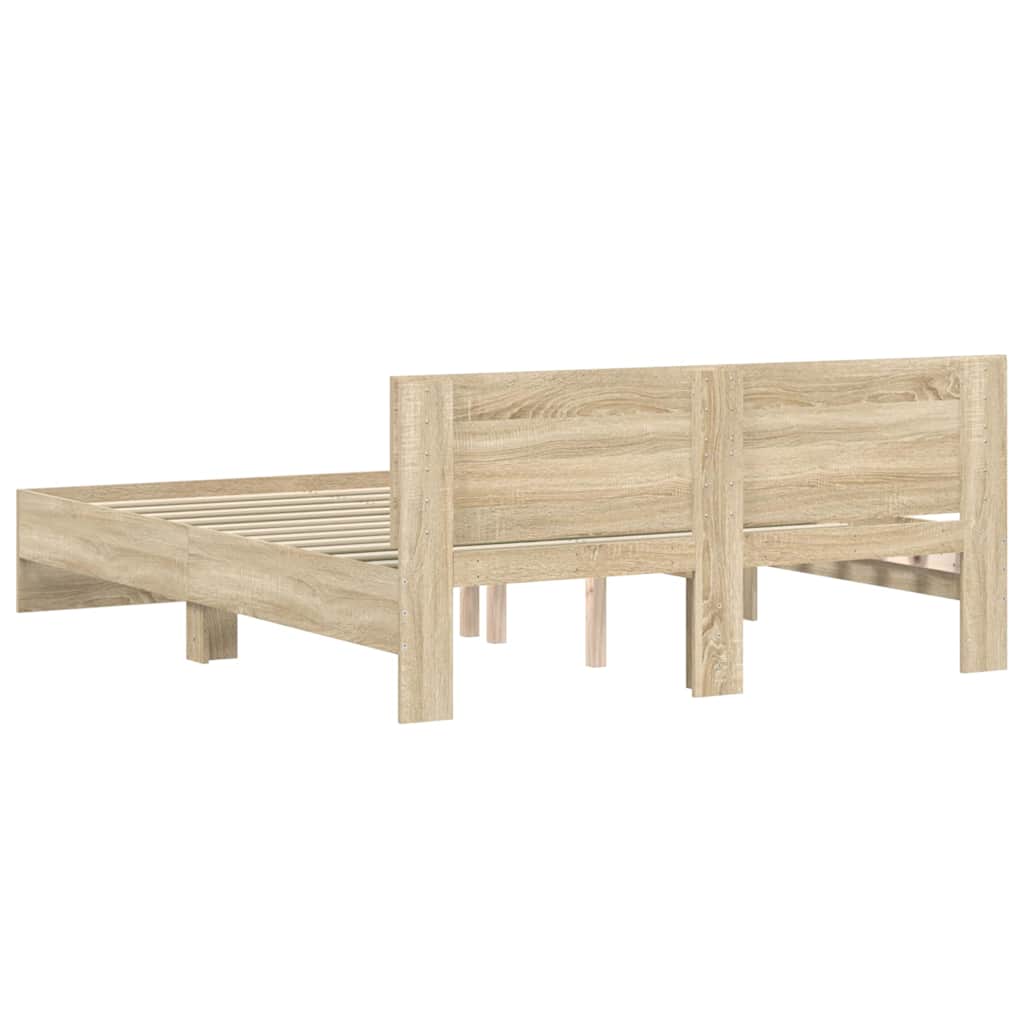 vidaXL Cadru de pat cu tăblie, stejar sonoma, 140x190 cm vidaXL Cadru de pat cu tăblie, stejar sonoma, 140x190 cm