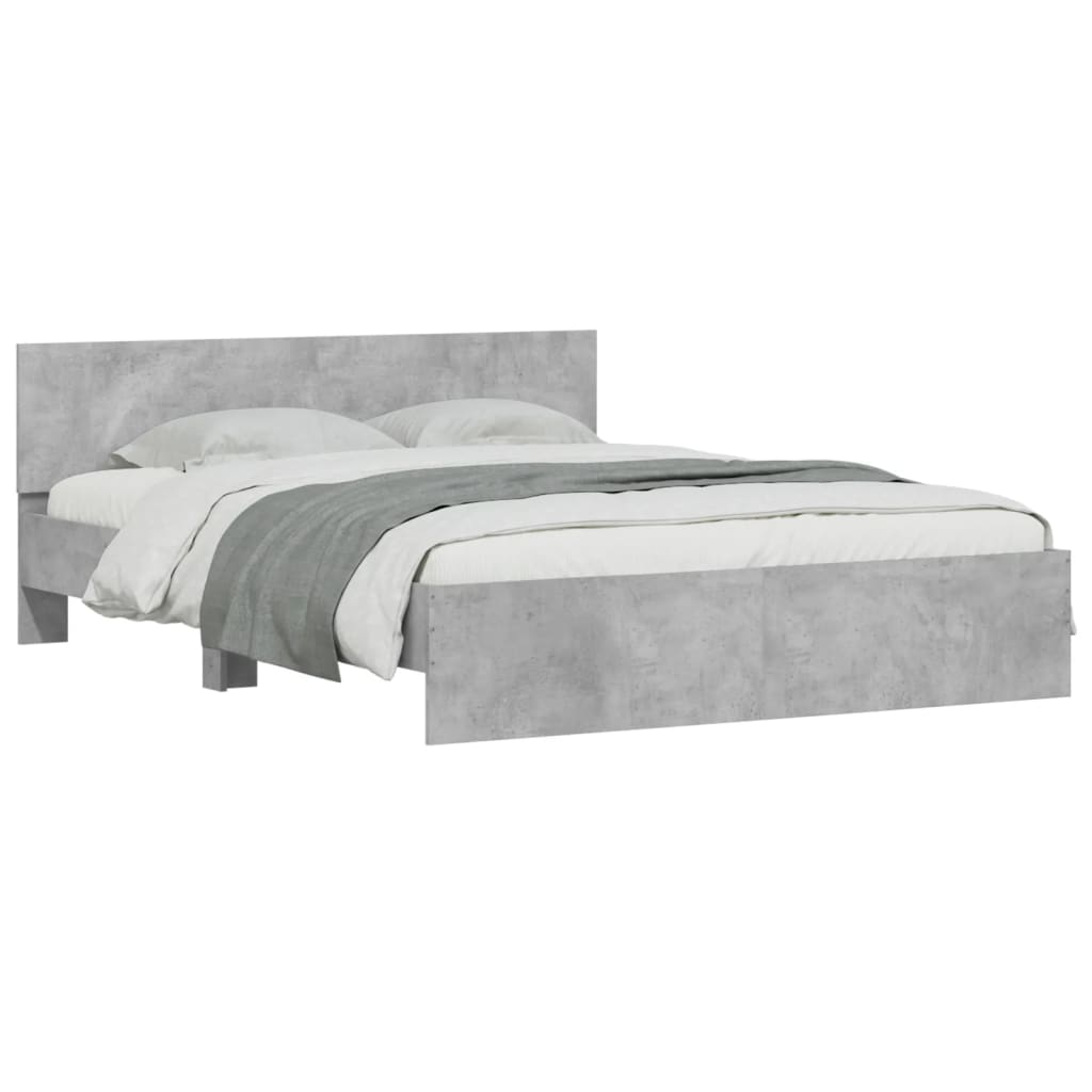 vidaXL Cadru de pat cu tăblie, gri beton, 140x190 cm vidaXL Cadru de pat cu tăblie, gri beton, 140x190 cm