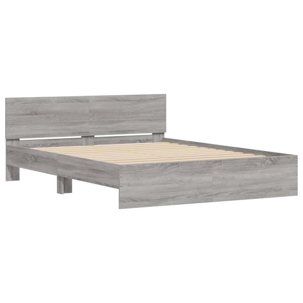 vidaXL Cadru de pat cu tăblie, gri sonoma, 140x190 cm vidaXL Cadru de pat cu tăblie, gri sonoma, 140x190 cm
