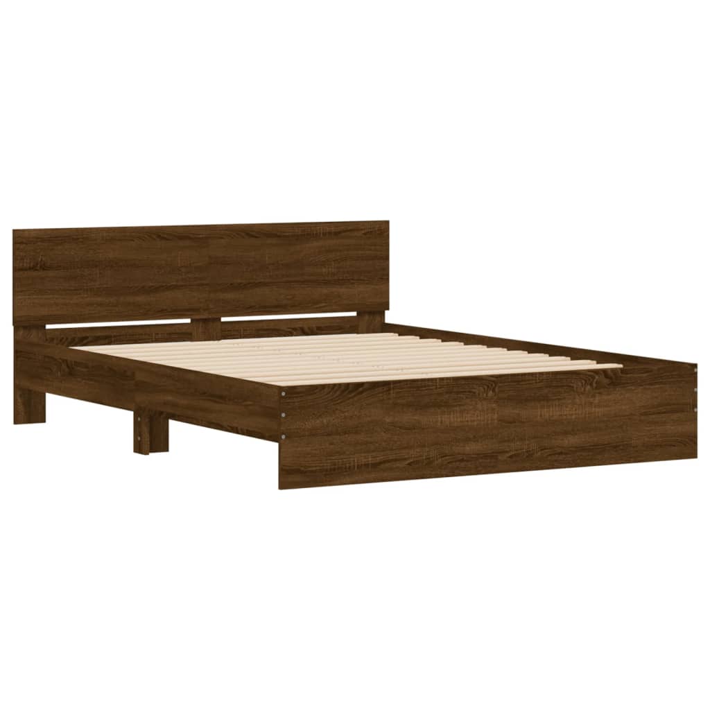 vidaXL Cadru de pat cu tăblie, stejar maro, 140x190 cm vidaXL Cadru de pat cu tăblie, stejar maro, 140x190 cm