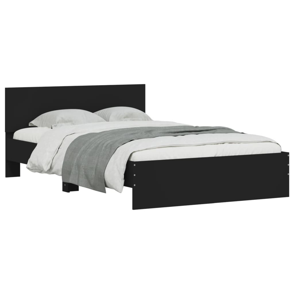 vidaXL Cadru de pat cu tăblie, negru, 135x190 cm vidaXL Cadru de pat cu tăblie, negru, 135x190 cm