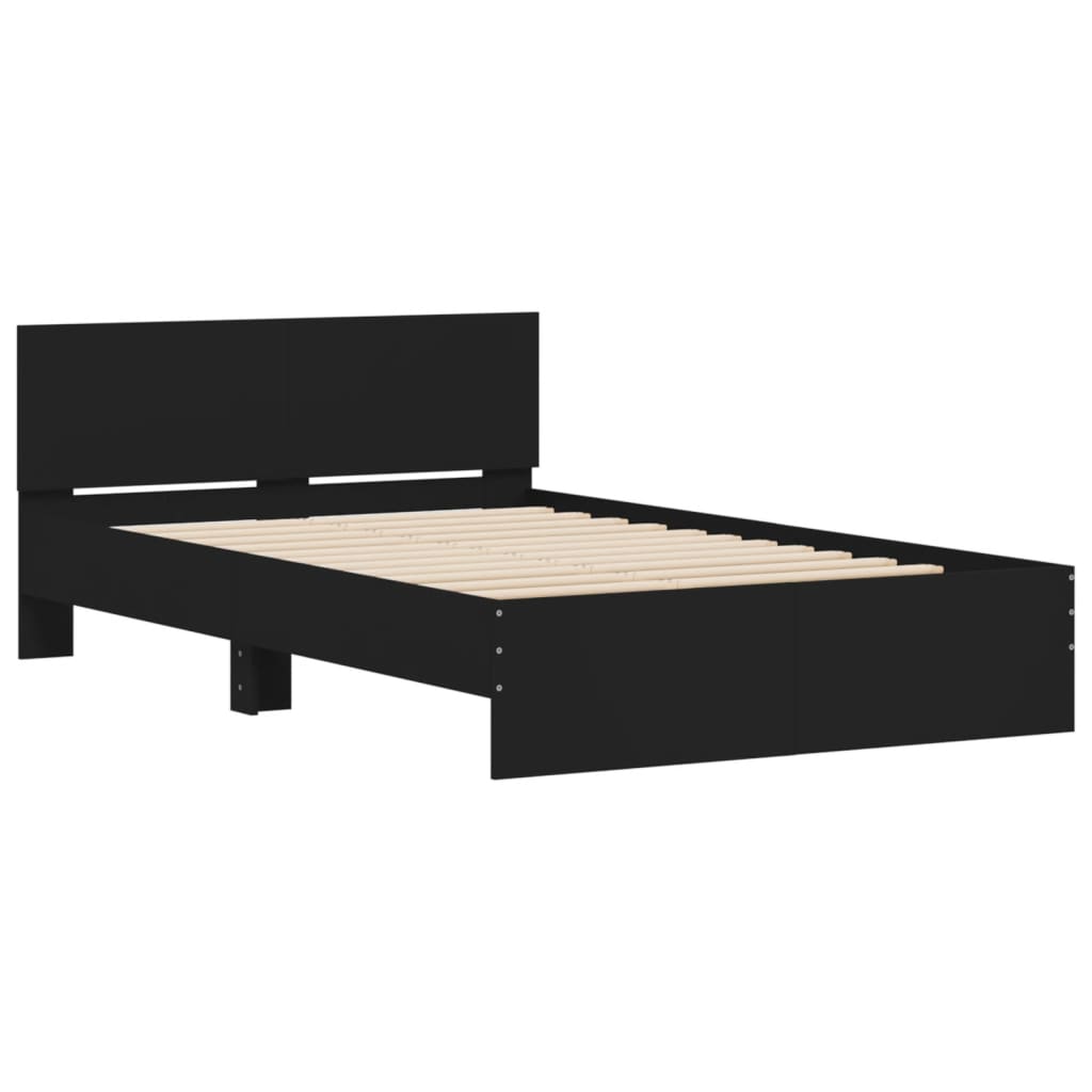 vidaXL Cadru de pat cu tăblie, negru, 135x190 cm vidaXL Cadru de pat cu tăblie, negru, 135x190 cm