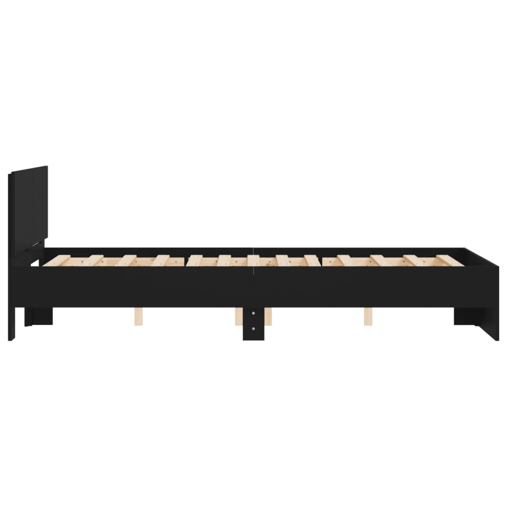vidaXL Cadru de pat cu tăblie, negru, 135x190 cm vidaXL Cadru de pat cu tăblie, negru, 135x190 cm