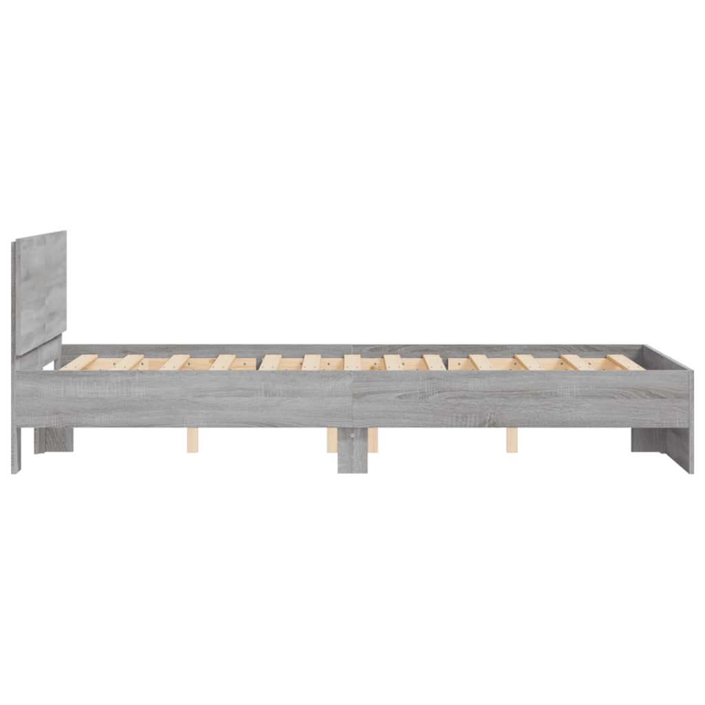 vidaXL Cadru de pat cu tăblie, gri sonoma, 135x190 cm vidaXL Cadru de pat cu tăblie, gri sonoma, 135x190 cm