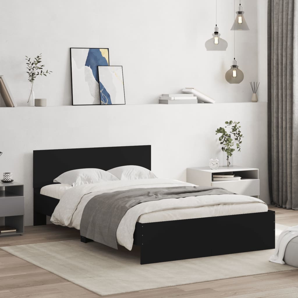 vidaXL Cadru de pat cu tăblie, negru, 120x190 cm vidaXL Cadru de pat cu tăblie, negru, 120x190 cm