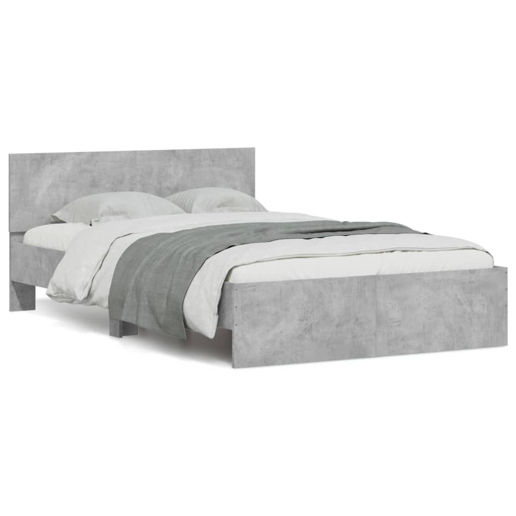 vidaXL Cadru de pat cu tăblie, gri beton, 120x190 cm vidaXL Cadru de pat cu tăblie, gri beton, 120x190 cm