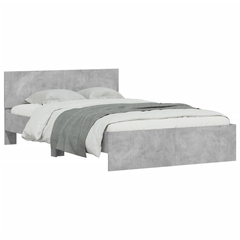 vidaXL Cadru de pat cu tăblie, gri beton, 120x190 cm vidaXL Cadru de pat cu tăblie, gri beton, 120x190 cm