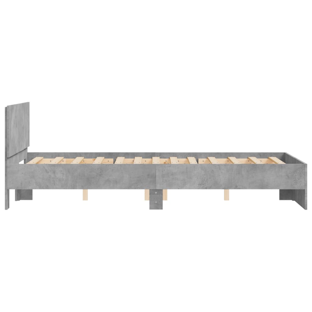 vidaXL Cadru de pat cu tăblie, gri beton, 120x190 cm vidaXL Cadru de pat cu tăblie, gri beton, 120x190 cm