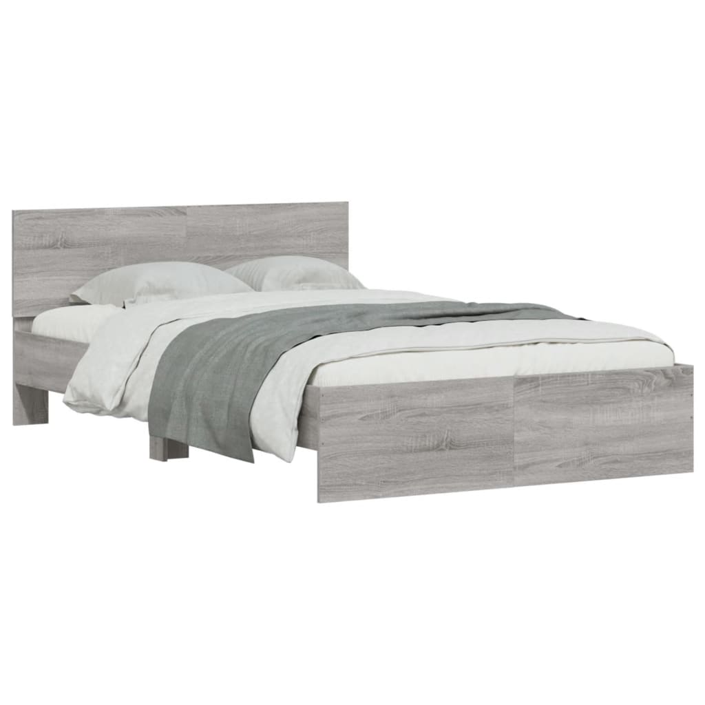vidaXL Cadru de pat cu tăblie, gri sonoma, 120x190 cm vidaXL Cadru de pat cu tăblie, gri sonoma, 120x190 cm