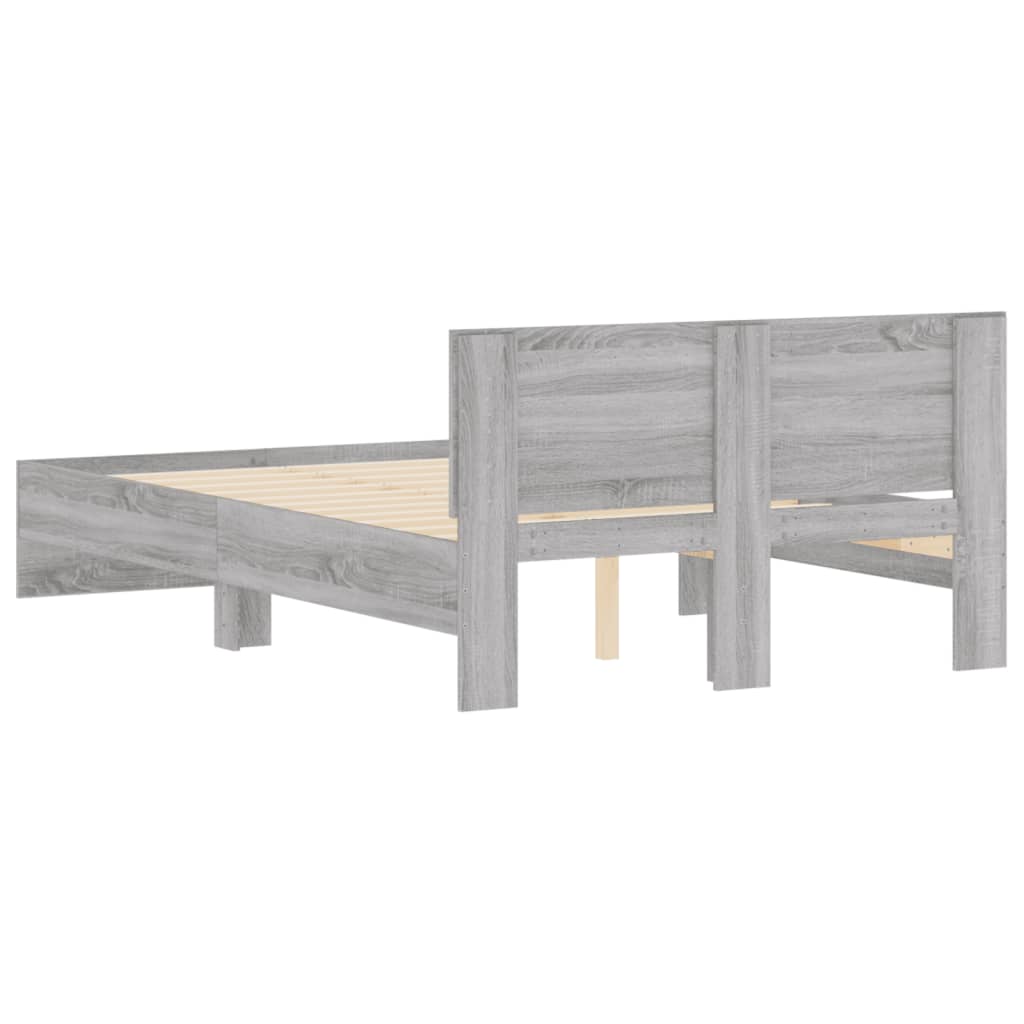 vidaXL Cadru de pat cu tăblie, gri sonoma, 120x190 cm vidaXL Cadru de pat cu tăblie, gri sonoma, 120x190 cm