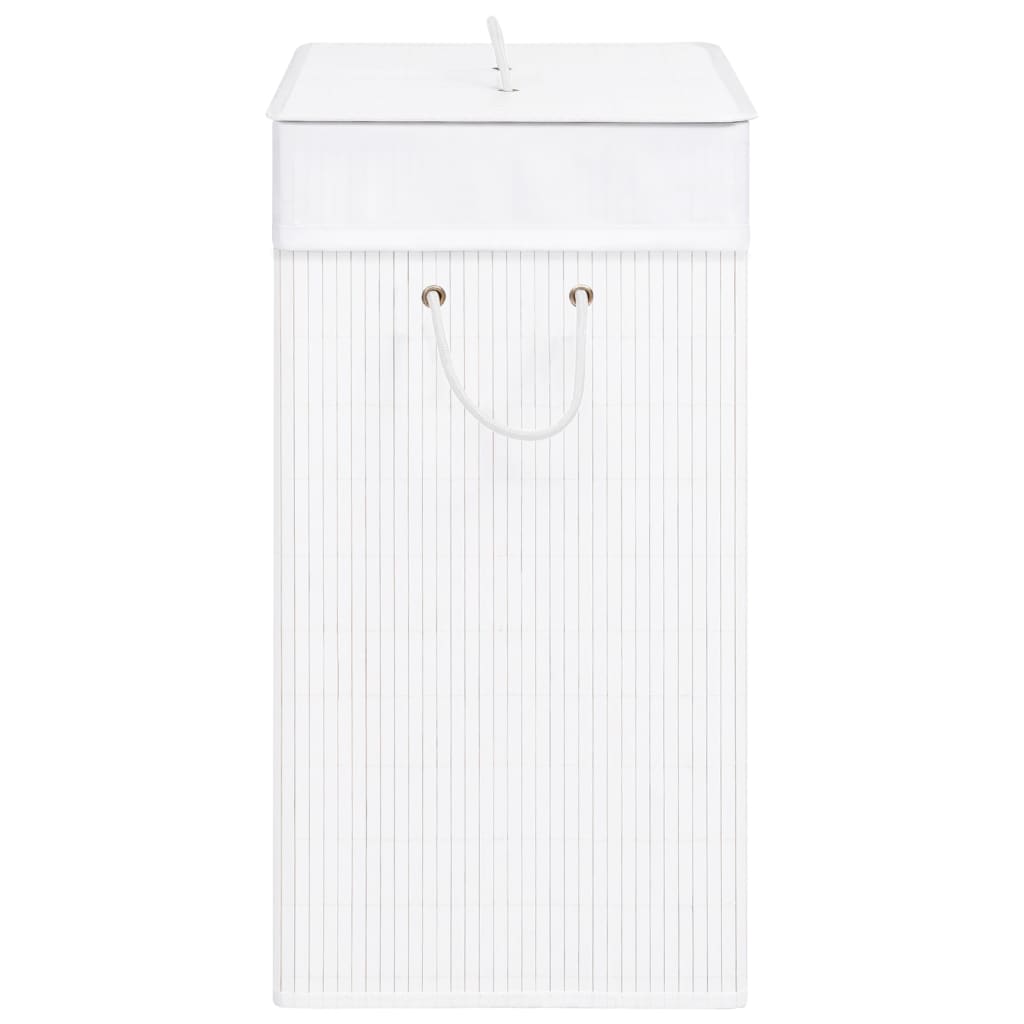 vidaXL Coș de rufe din bambus cu o secțiune, alb, 83 L vidaXL Coș de rufe din bambus cu o secțiune, alb, 83 L