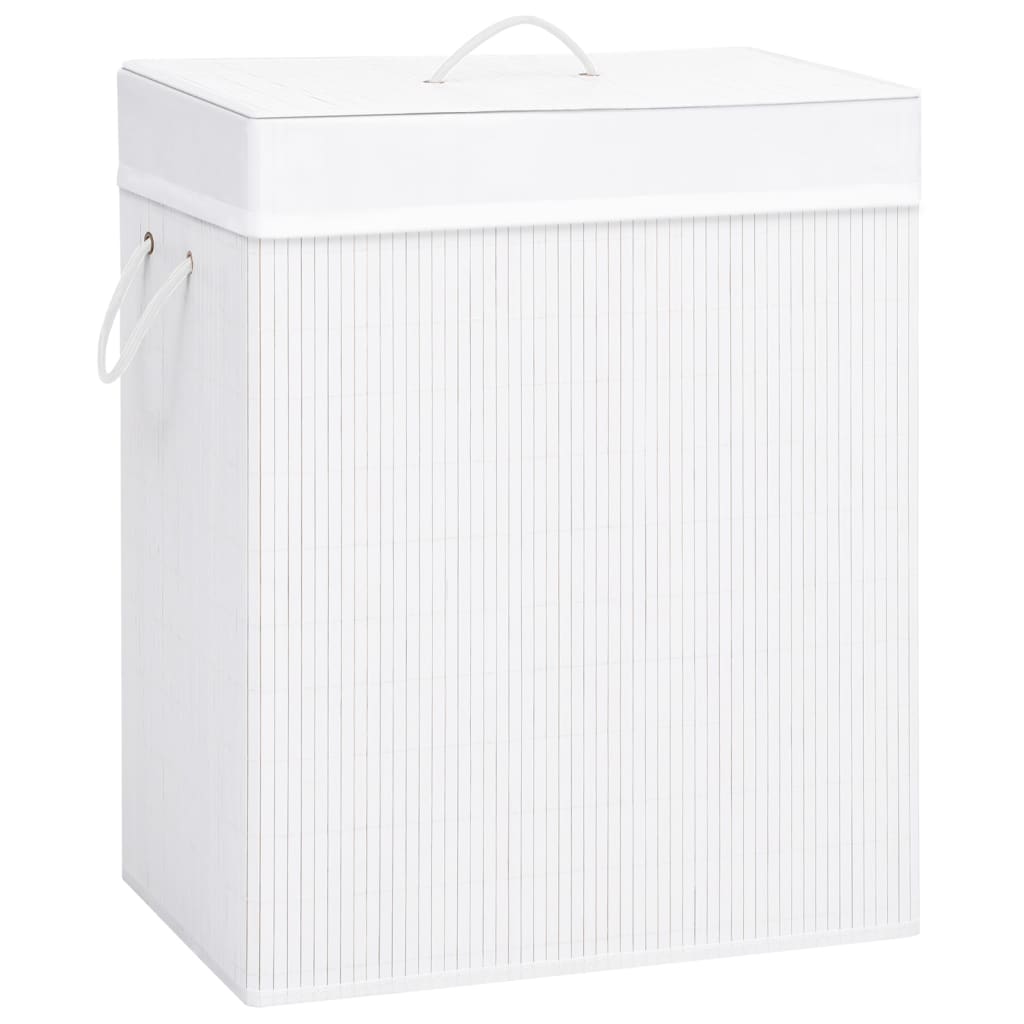 vidaXL Coș de rufe din bambus cu o secțiune, alb, 83 L vidaXL Coș de rufe din bambus cu o secțiune, alb, 83 L