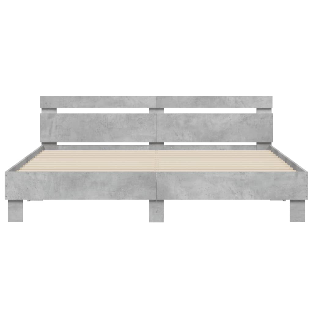 vidaXL Cadru de pat cu tăblie și LED, gri beton, 180x200 cm vidaXL Cadru de pat cu tăblie și LED, gri beton, 180x200 cm