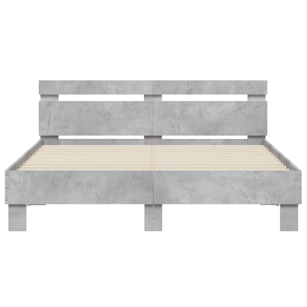 vidaXL Cadru de pat cu tăblie și LED, gri beton, 140x200 cm vidaXL Cadru de pat cu tăblie și LED, gri beton, 140x200 cm