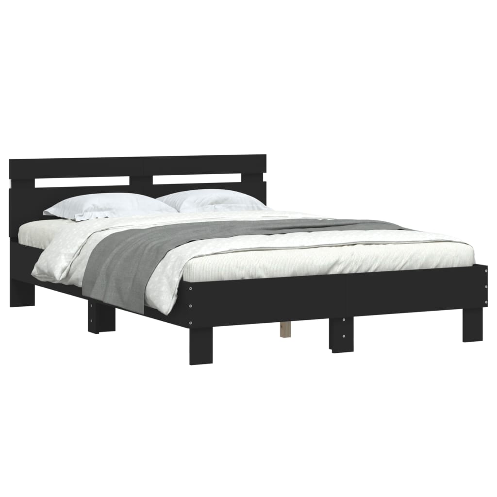 vidaXL Cadru de pat cu tăblie și LED, negru, 120x200 cm vidaXL Cadru de pat cu tăblie și LED, negru, 120x200 cm