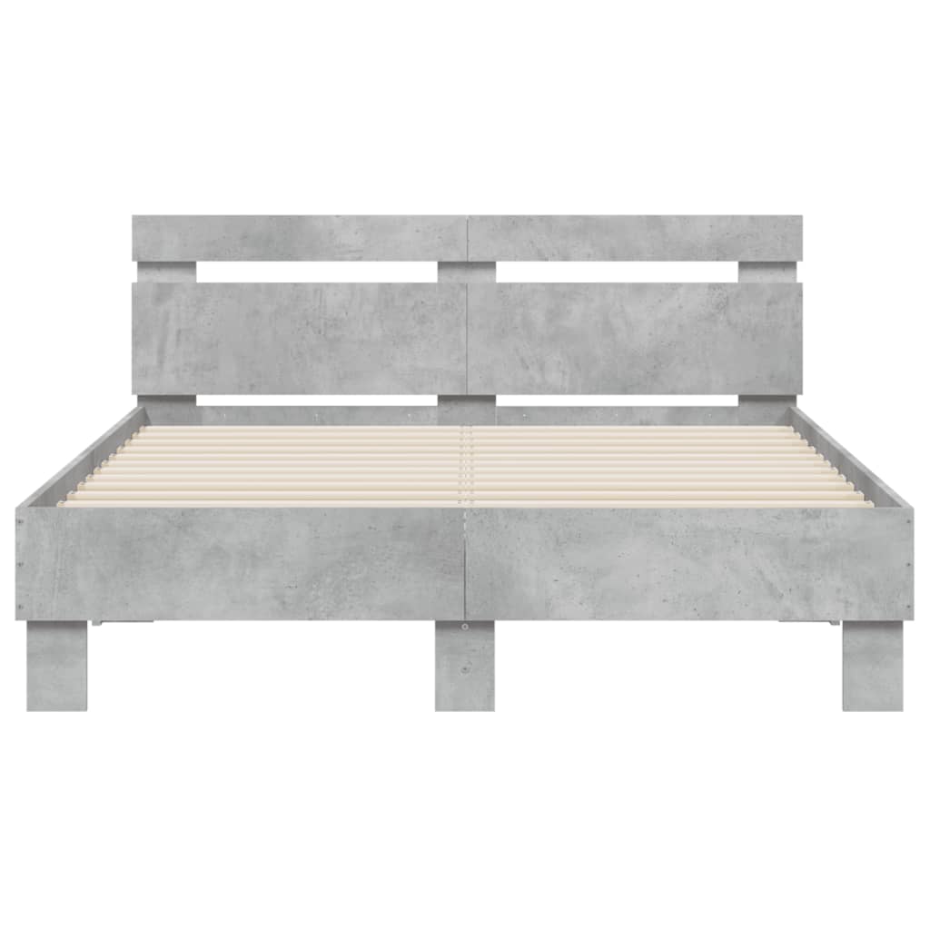 vidaXL Cadru de pat cu tăblie și LED, gri beton, 120x200 cm vidaXL Cadru de pat cu tăblie și LED, gri beton, 120x200 cm