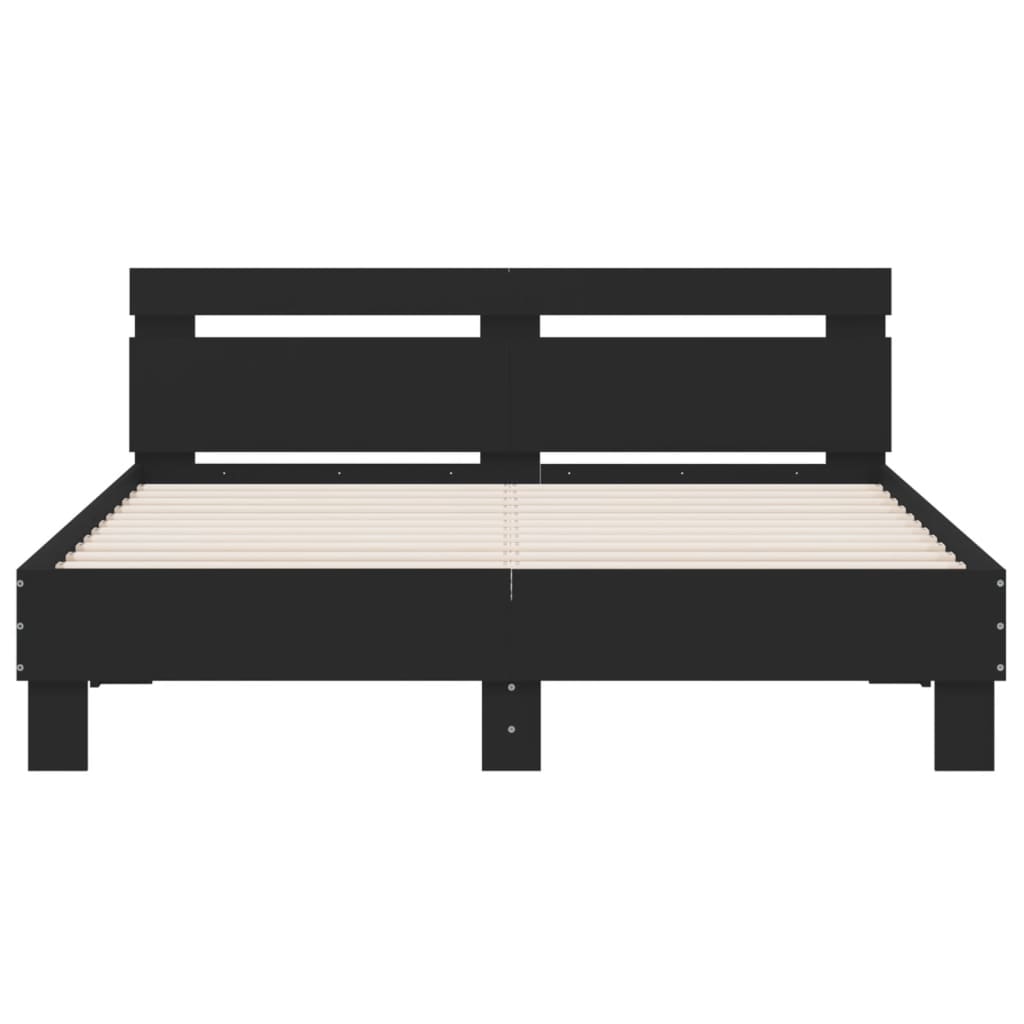 vidaXL Cadru de pat cu tăblie și LED, negru, 140x190 cm vidaXL Cadru de pat cu tăblie și LED, negru, 140x190 cm