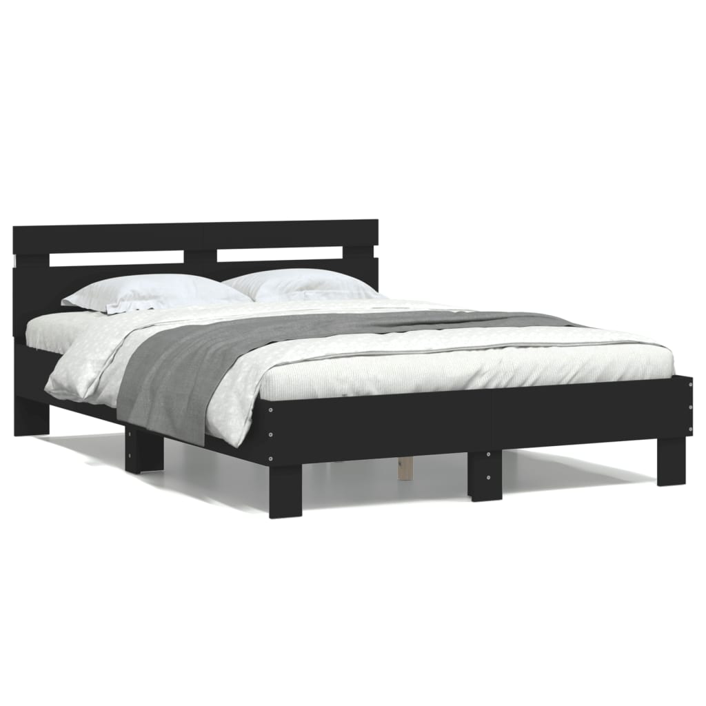 vidaXL Cadru de pat cu tăblie și LED, negru, 120x190 cm vidaXL Cadru de pat cu tăblie și LED, negru, 120x190 cm