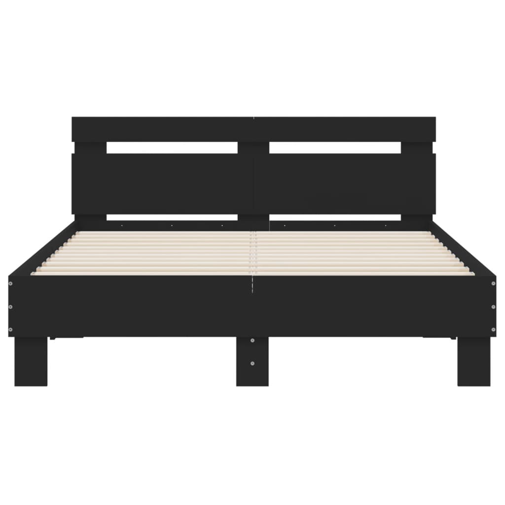 vidaXL Cadru de pat cu tăblie și LED, negru, 120x190 cm vidaXL Cadru de pat cu tăblie și LED, negru, 120x190 cm