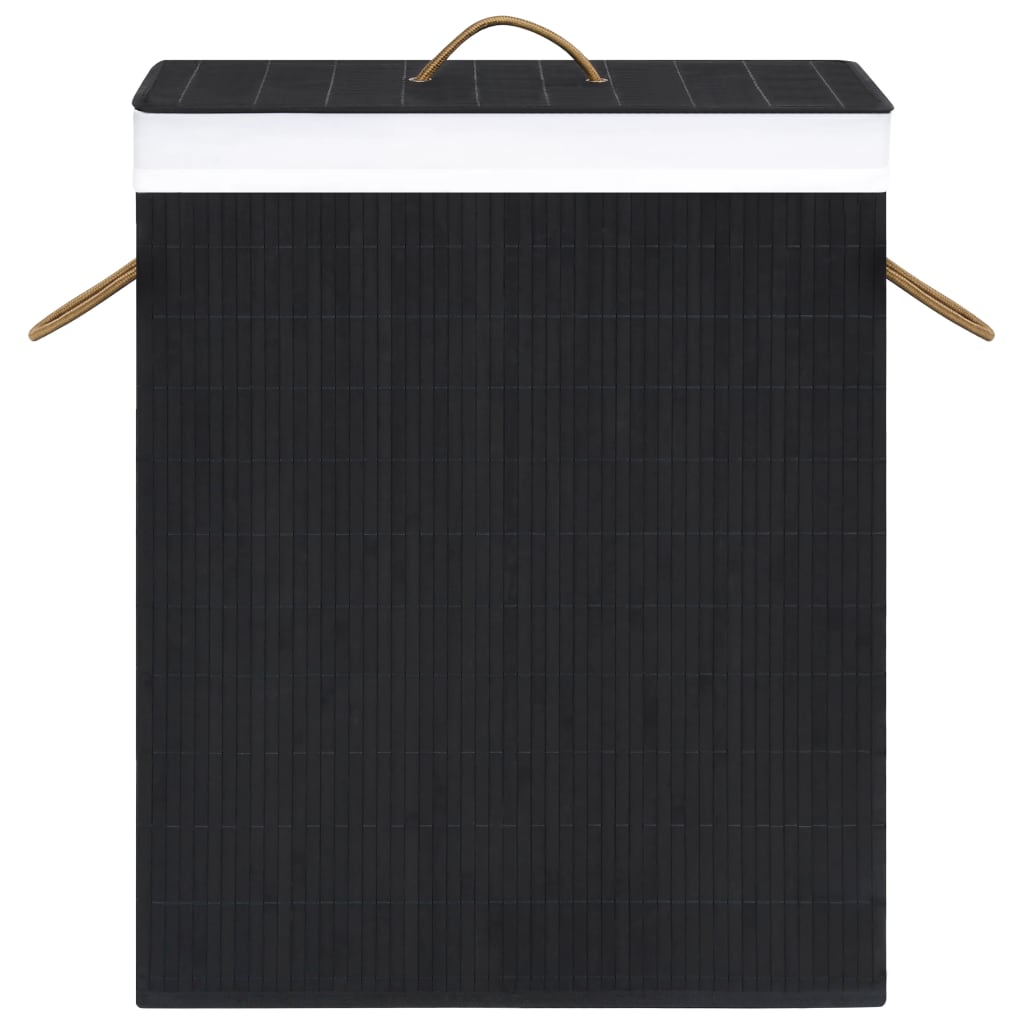 vidaXL Coș de rufe din bambus cu o secțiune, negru, 83 L vidaXL Coș de rufe din bambus cu o secțiune, negru, 83 L