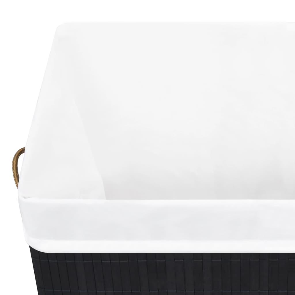 vidaXL Coș de rufe din bambus cu o secțiune, negru, 83 L vidaXL Coș de rufe din bambus cu o secțiune, negru, 83 L