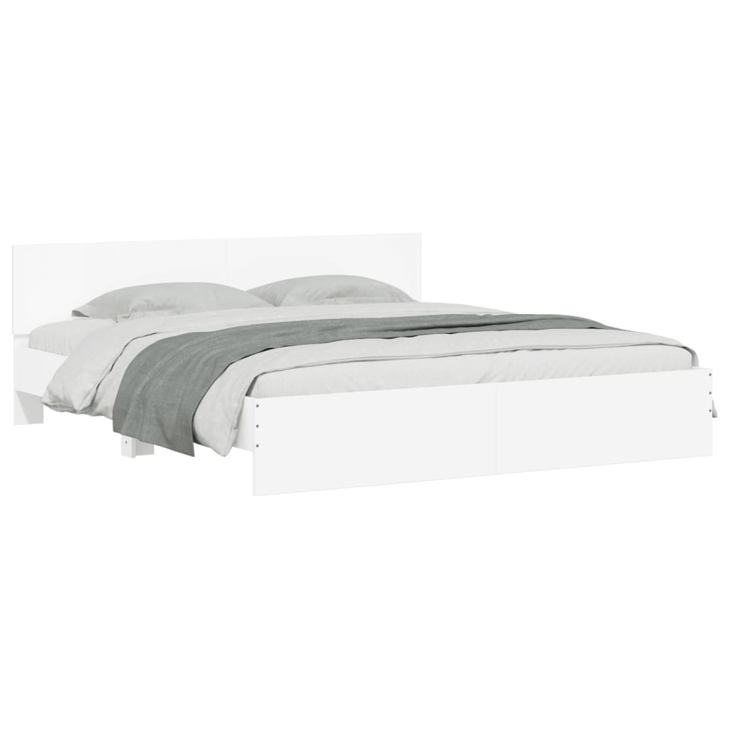 vidaXL Cadru de pat cu tăblie și LED, alb, 180x200 cm vidaXL Cadru de pat cu tăblie și LED, alb, 180x200 cm