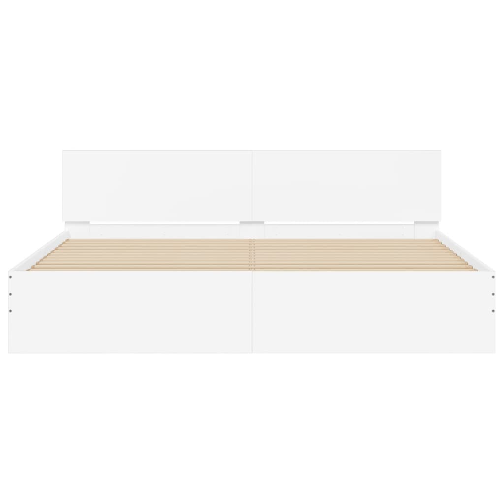 vidaXL Cadru de pat cu tăblie și LED, alb, 180x200 cm vidaXL Cadru de pat cu tăblie și LED, alb, 180x200 cm