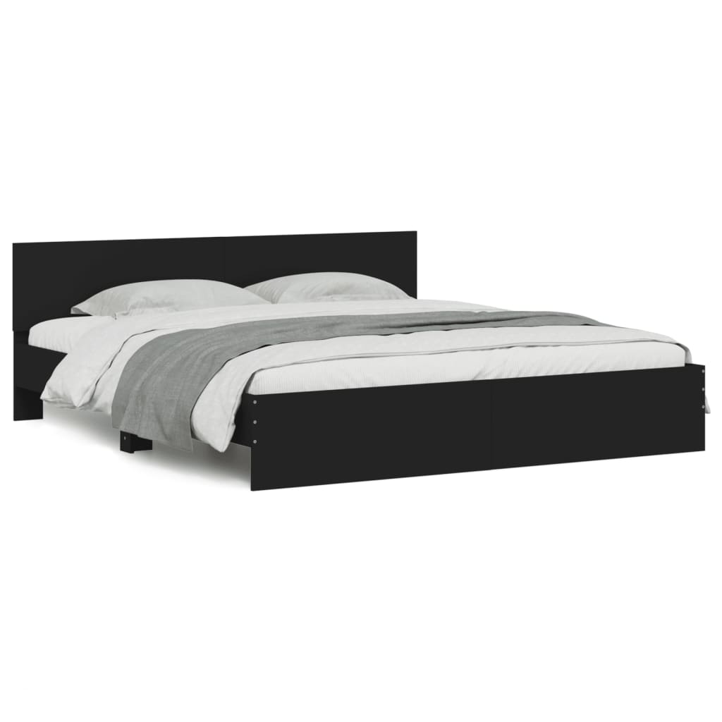 vidaXL Cadru de pat cu tăblie și LED, negru, 180x200 cm vidaXL Cadru de pat cu tăblie și LED, negru, 180x200 cm