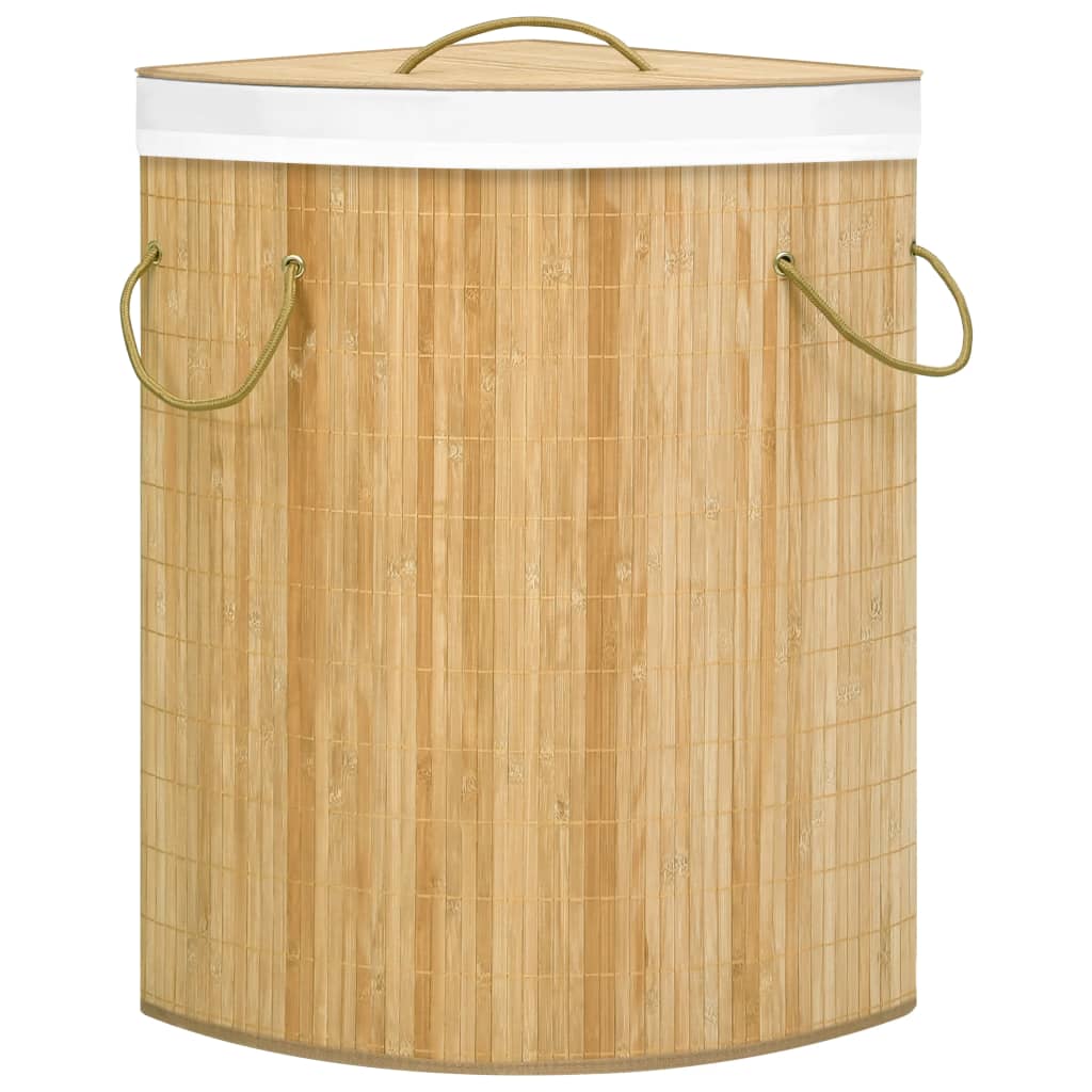 vidaXL Coș de rufe din bambus de colț, 60 L vidaXL Coș de rufe din bambus de colț, 60 L